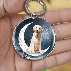 Labrador-Stars and Moon-Round Resin Epoxy Metal Keychain