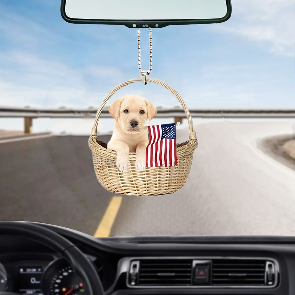 Labrador-With American Flag Two Sides Ornament