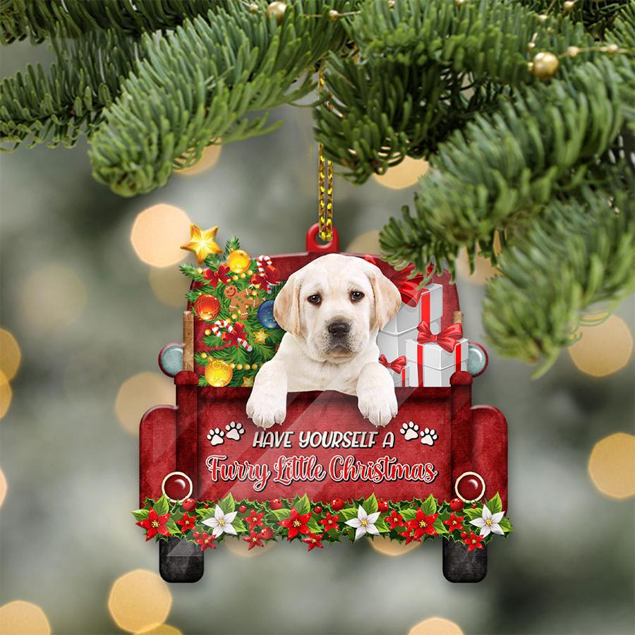 Labrador 2 Sit On A Truck-Two Sided Ornament