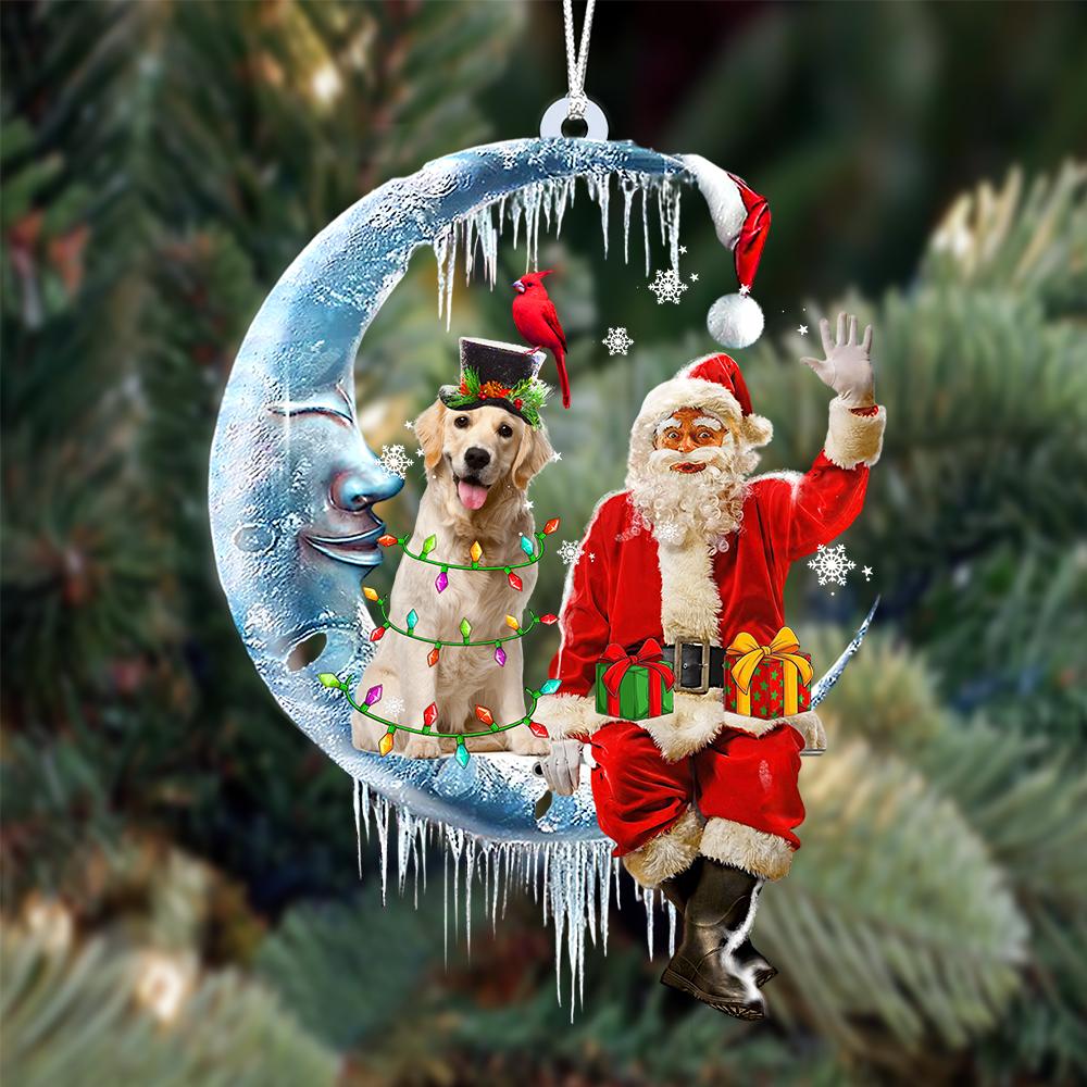 Labrador 3-Santa Claus And Moon Two Sided Ornament