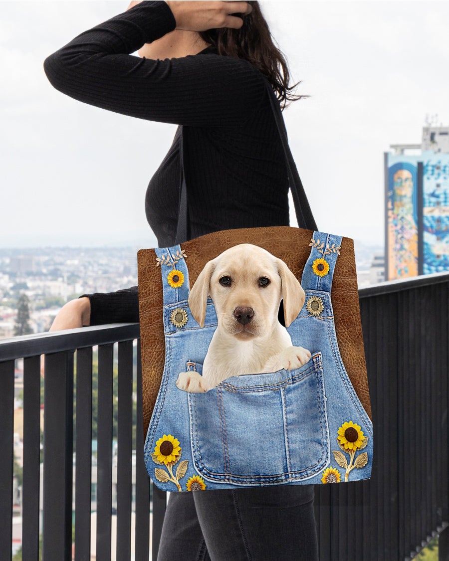 Labrador And Sunflower-Cloth Tote Bag