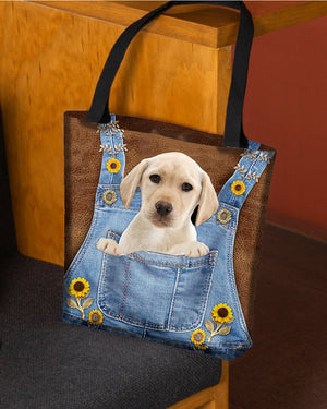 Labrador And Sunflower-Cloth Tote Bag