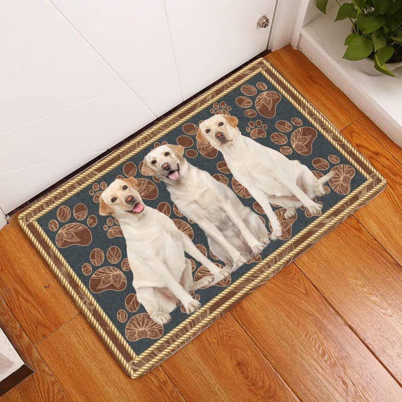 Labrador Retriever-Flower Paw Doormat