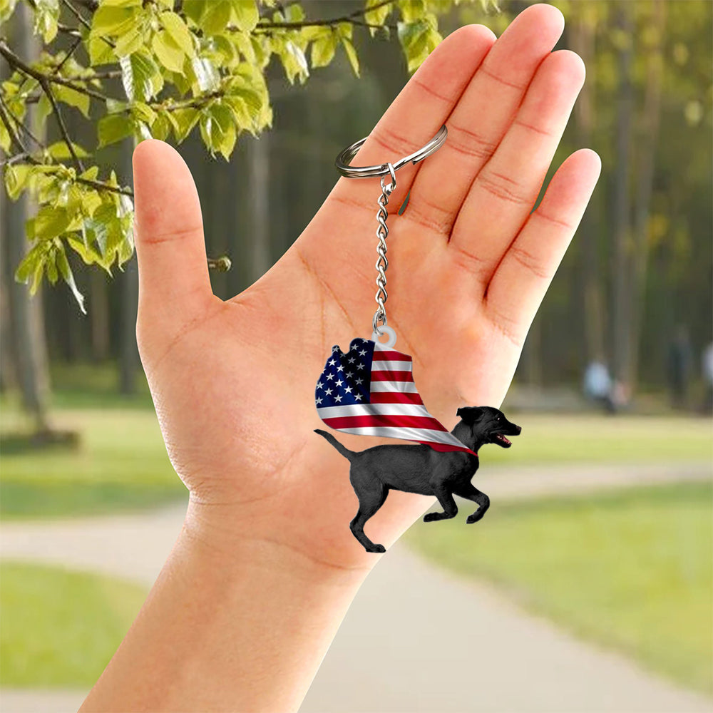 Labrador Retriever-Happy Independence Day Flat Acrylic Keychain