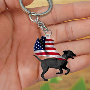 Labrador Retriever-Happy Independence Day Flat Acrylic Keychain