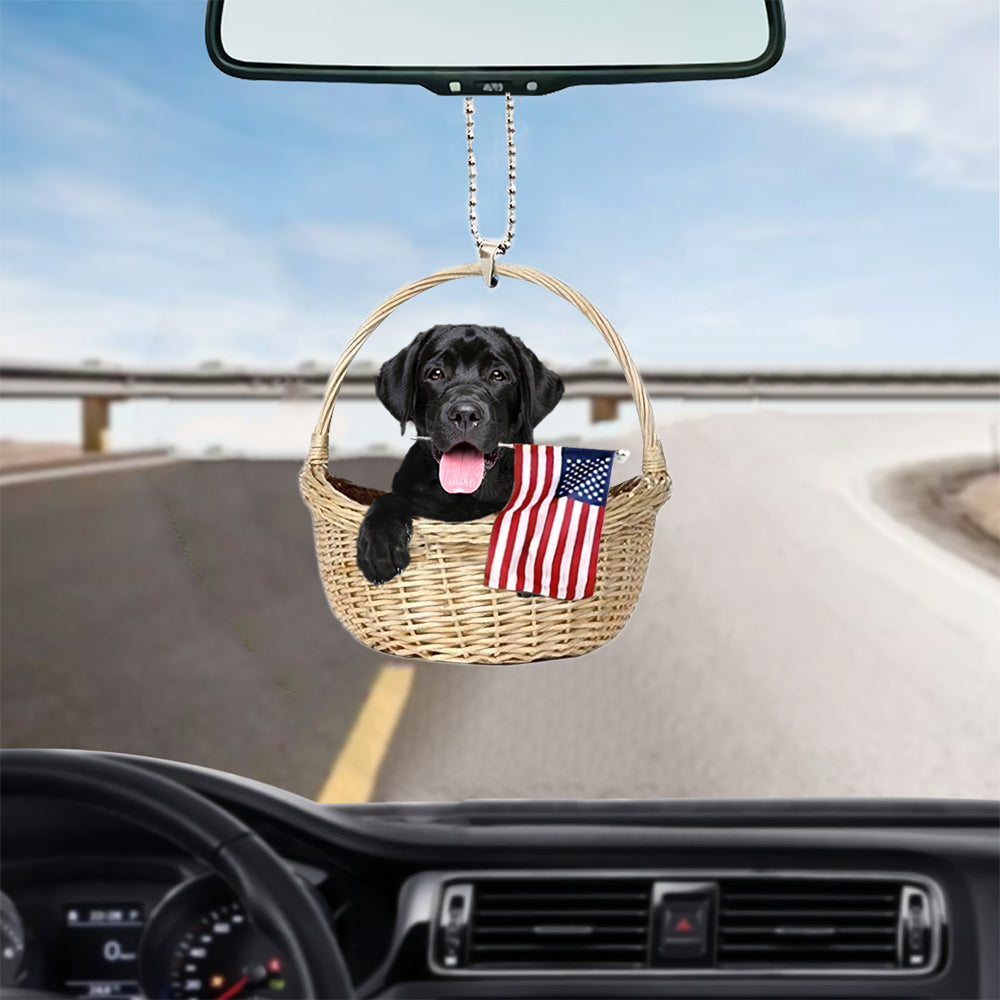 Labrador Retriever-With American Flag Two Sides Ornament