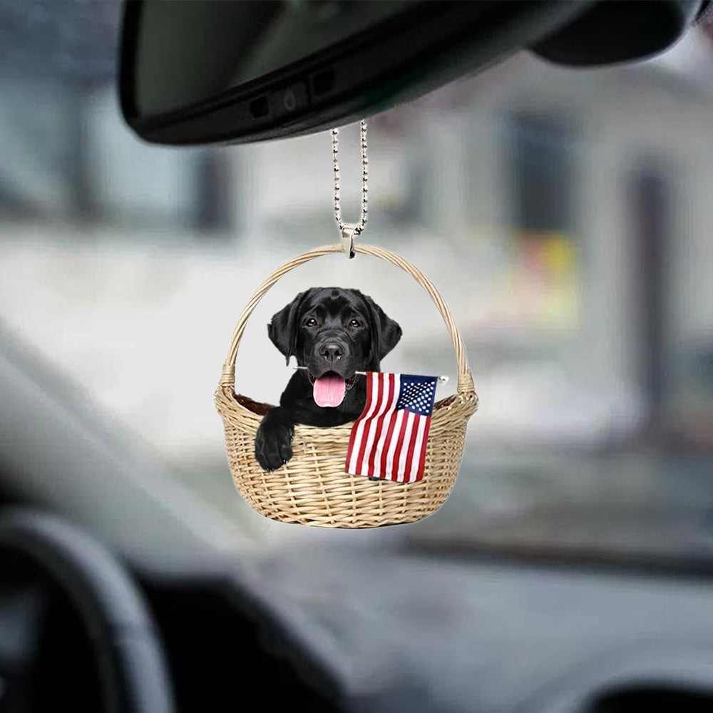Labrador Retriever-With American Flag Two Sides Ornament
