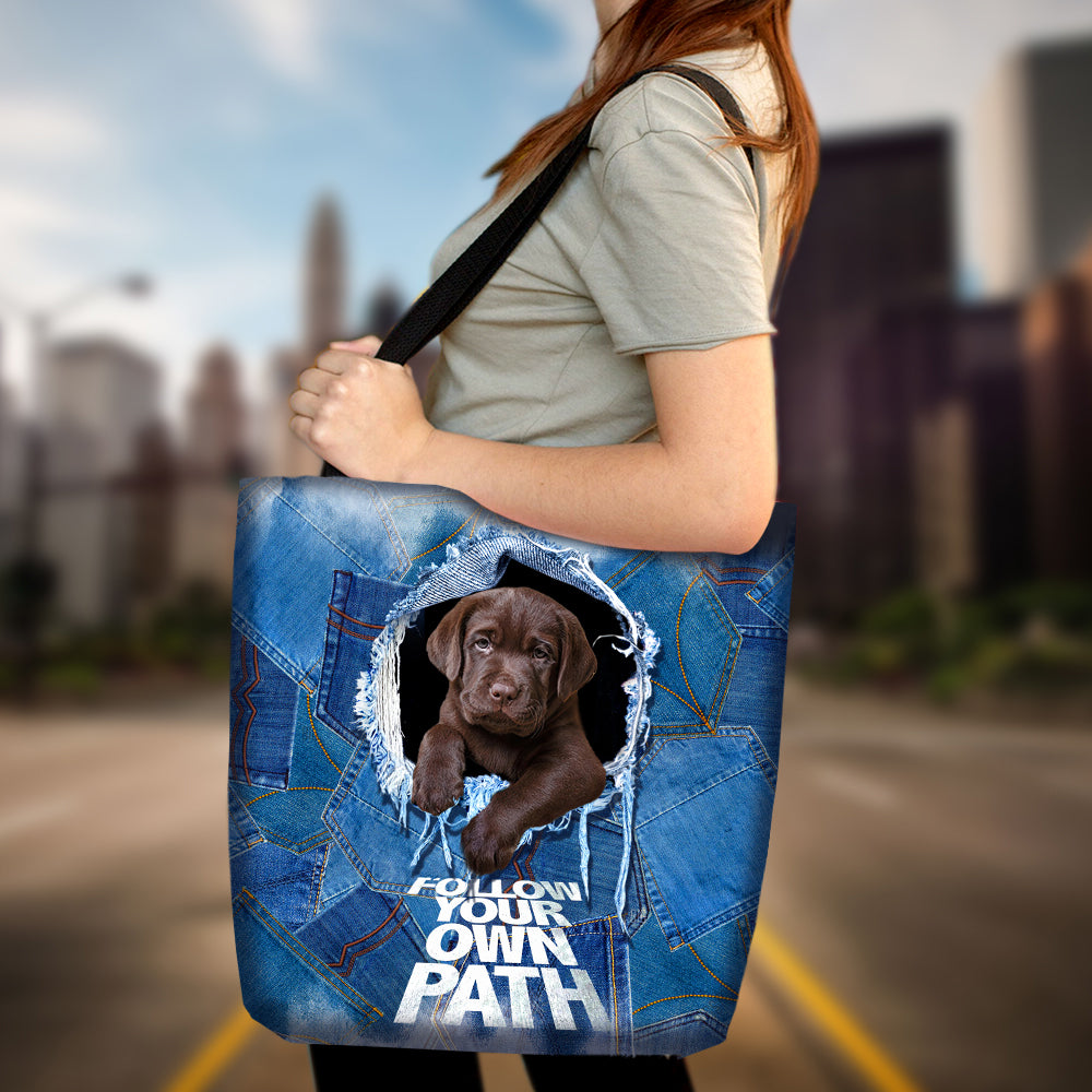 Labrador Retriever1-Follow Your Own Path-Cloth Tote Bag