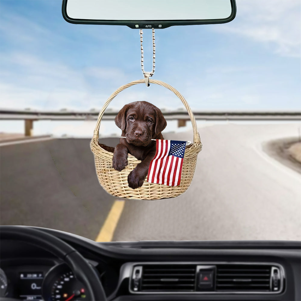 Labrador Retriever1-With American Flag Two Sides Ornament
