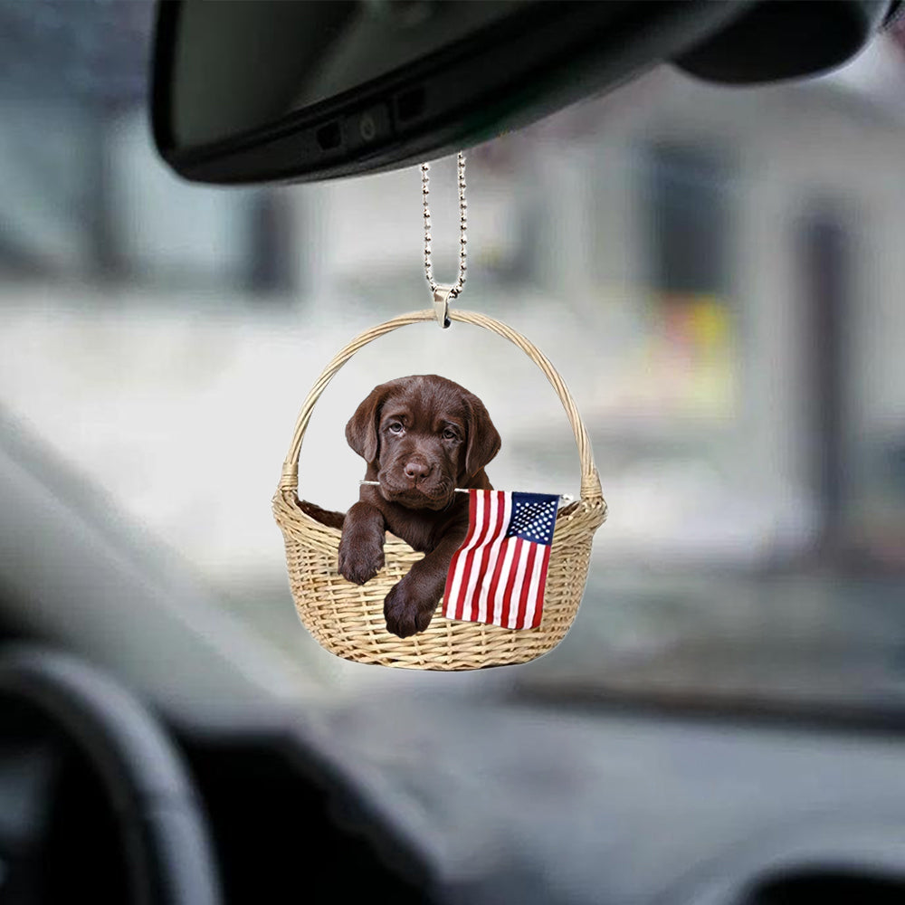 Labrador Retriever1-With American Flag Two Sides Ornament