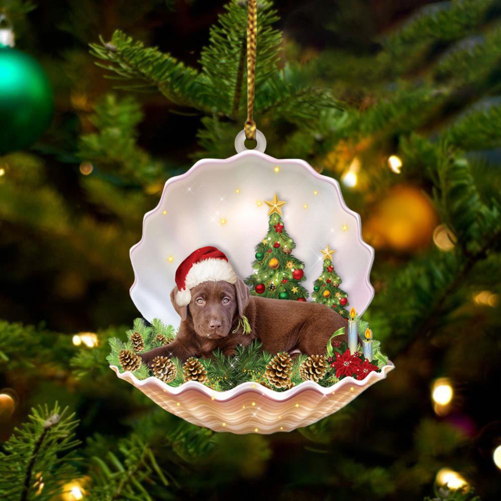 Labrador Retriever 2 Lie In Seashell Xmas-Two Sided Ornament