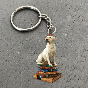 Labrador Retriever-Sit On The Book-Flat Acrylic Keychain