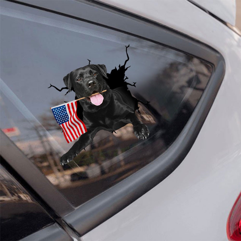 Labrador Retriever And American Flag Independent Day Car Sticker Decal