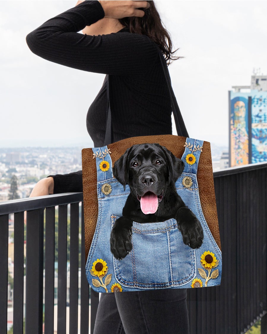 Labrador Retriever And Sunflower-Cloth Tote Bag