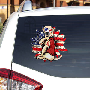 Labrador Retriever Happy Independence Day Car Sticker