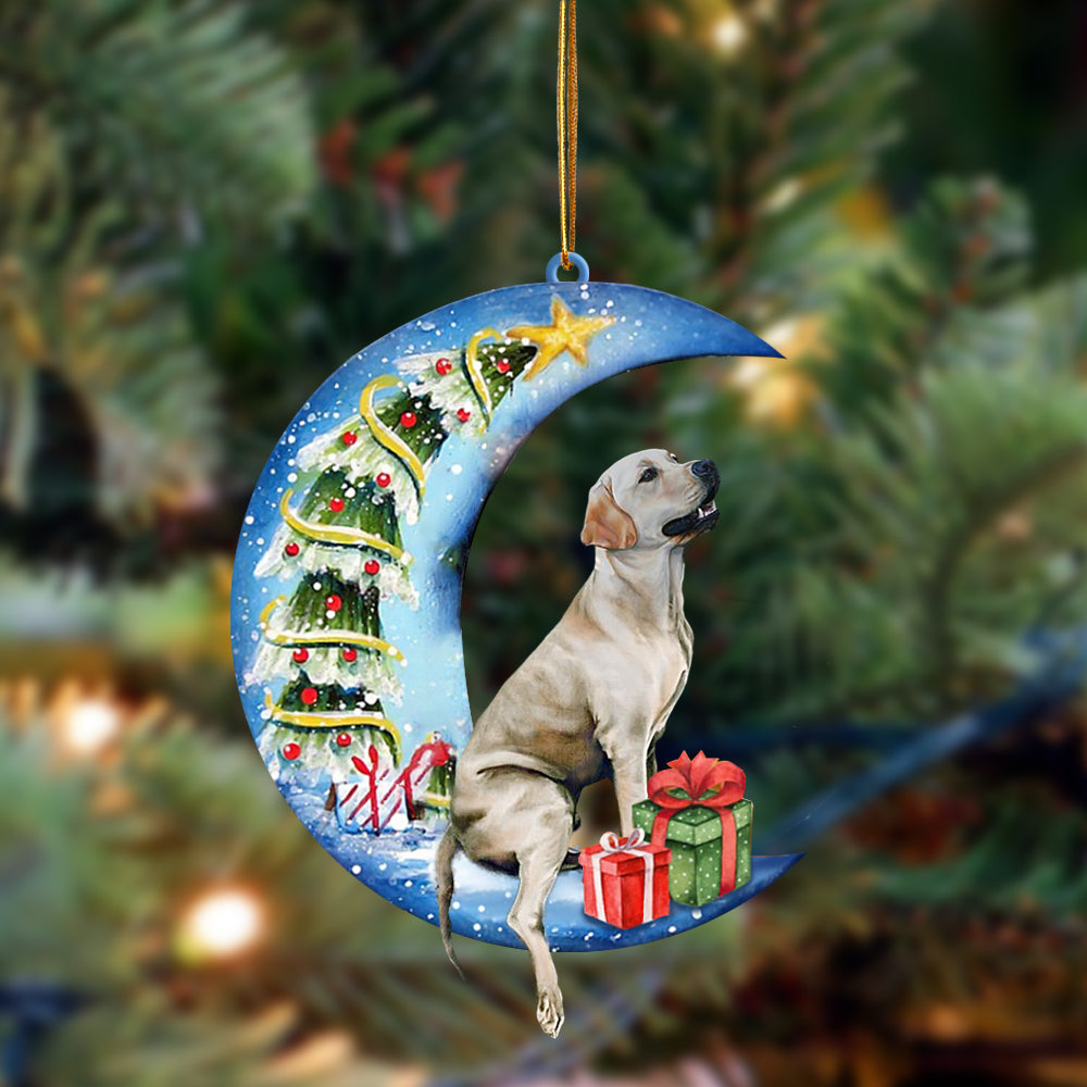 Labrador Retriever Sit On The Blue Moon-Two Sided Ornament