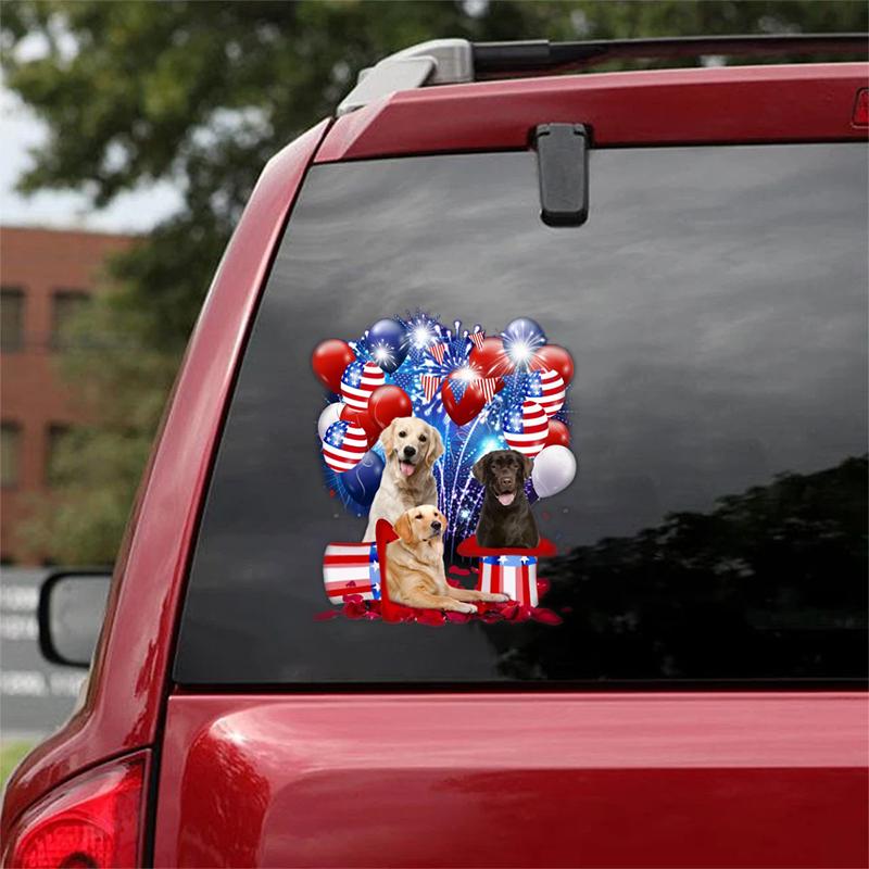 Labrador Retriever - Fireworks Celebration Car Sticker