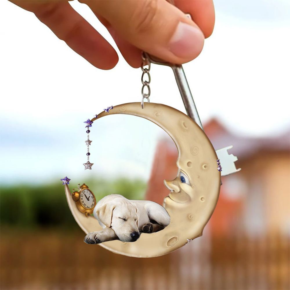 Labrador retriever-Sleeping on the moon Keychain