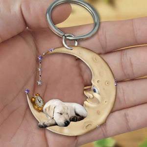 Labrador retriever-Sleeping on the moon Keychain