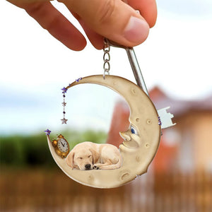 Labrador retriever 2-Sleeping on the moon Keychain