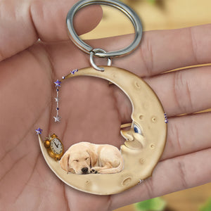 Labrador retriever 2-Sleeping on the moon Keychain