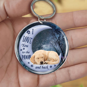 Labrador retriever Moon Back-Round Resin Epoxy Metal Keychain