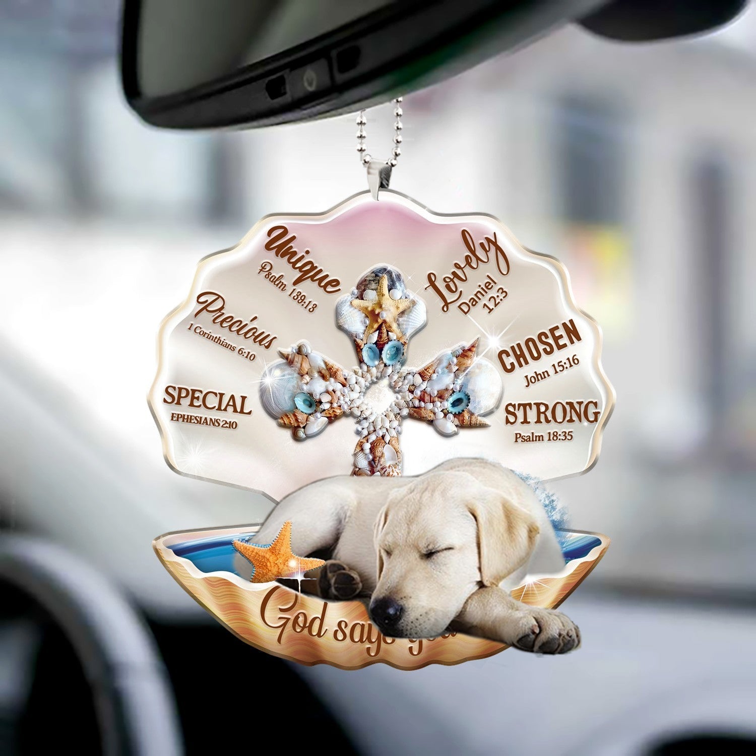 Labrador retriever-You Are Cross In Seashell-Two sides ornament