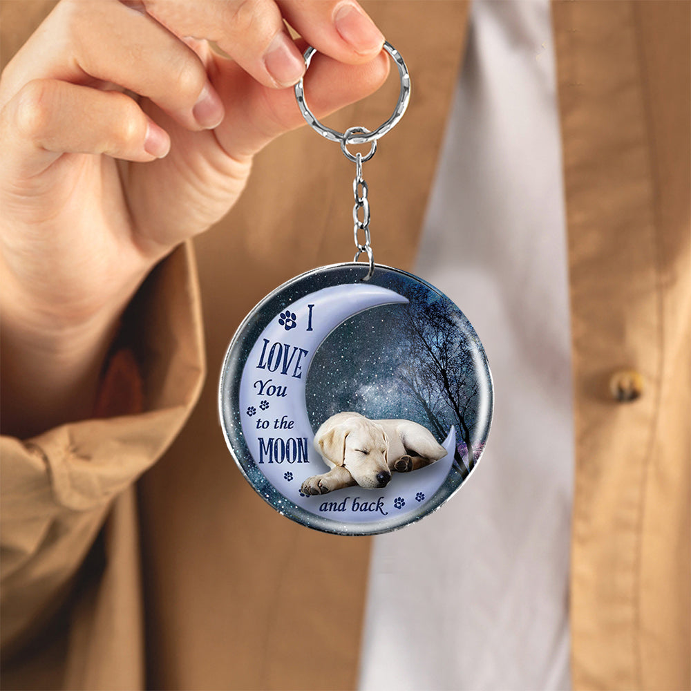 Labrador retriever (2) Moon Back-Round Resin Epoxy Metal Keychain
