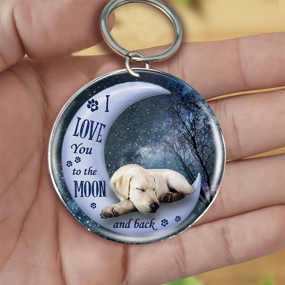Labrador retriever (2) Moon Back-Round Resin Epoxy Metal Keychain