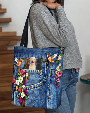 Labrador retriever 3-Cardinal & Cross Flower Cloth Tote Bag