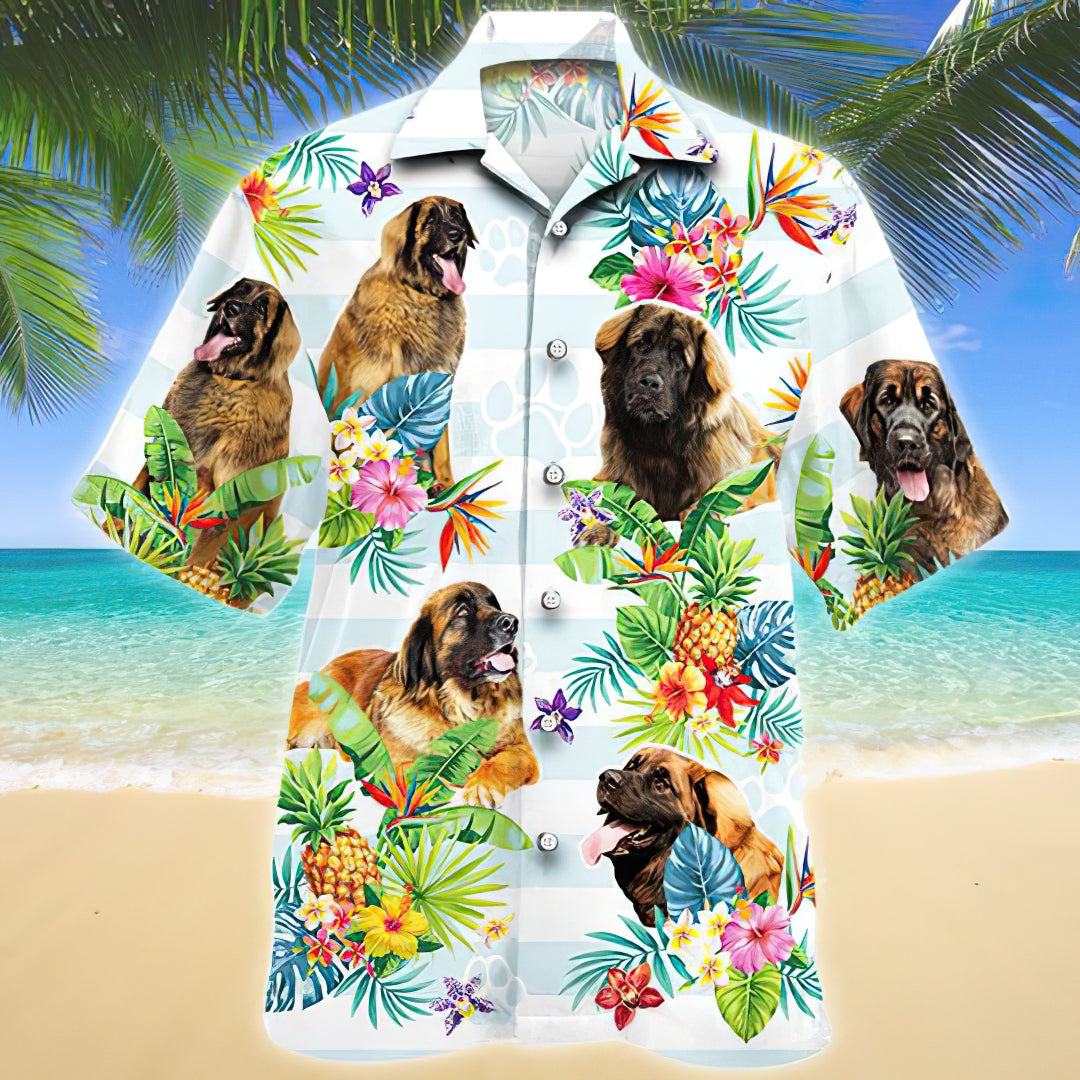 Leonberger Tropical Flower Hawaiian Shirt