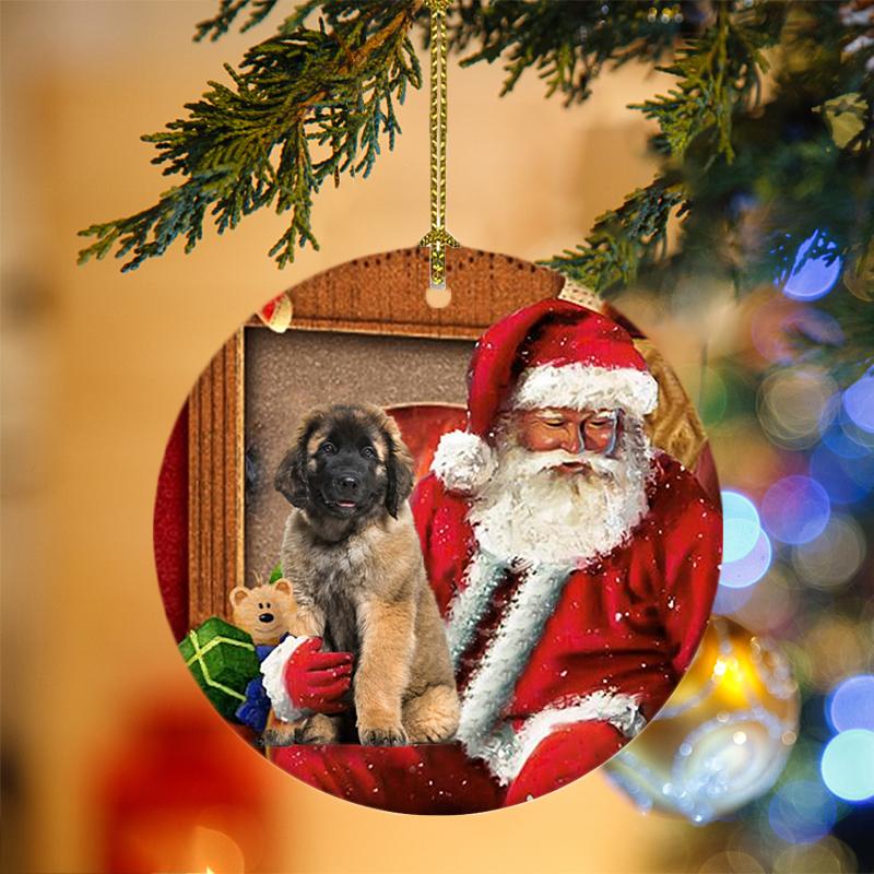 Leonberger With Santa Christmas Ornament