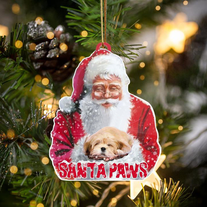 Lhasa Apso-Santa Paws-Two Sided Ornament