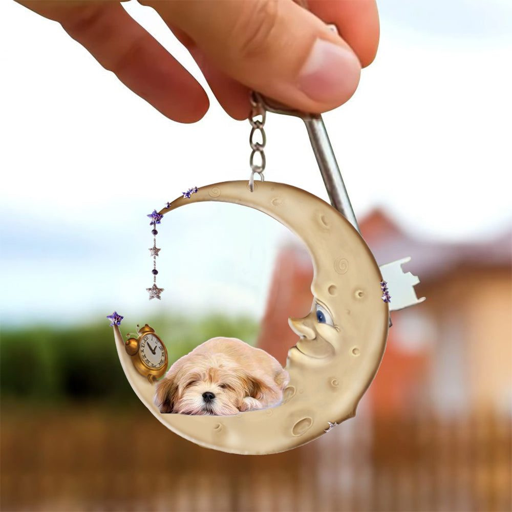 Lhasa Apso-Sleeping on the moon Keychain