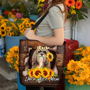 Lhasa Apso-Sunflower&Dog Mom Cloth Tote Bag