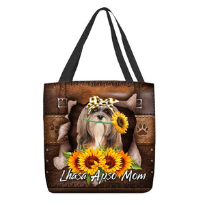 Lhasa Apso-Sunflower&Dog Mom Cloth Tote Bag