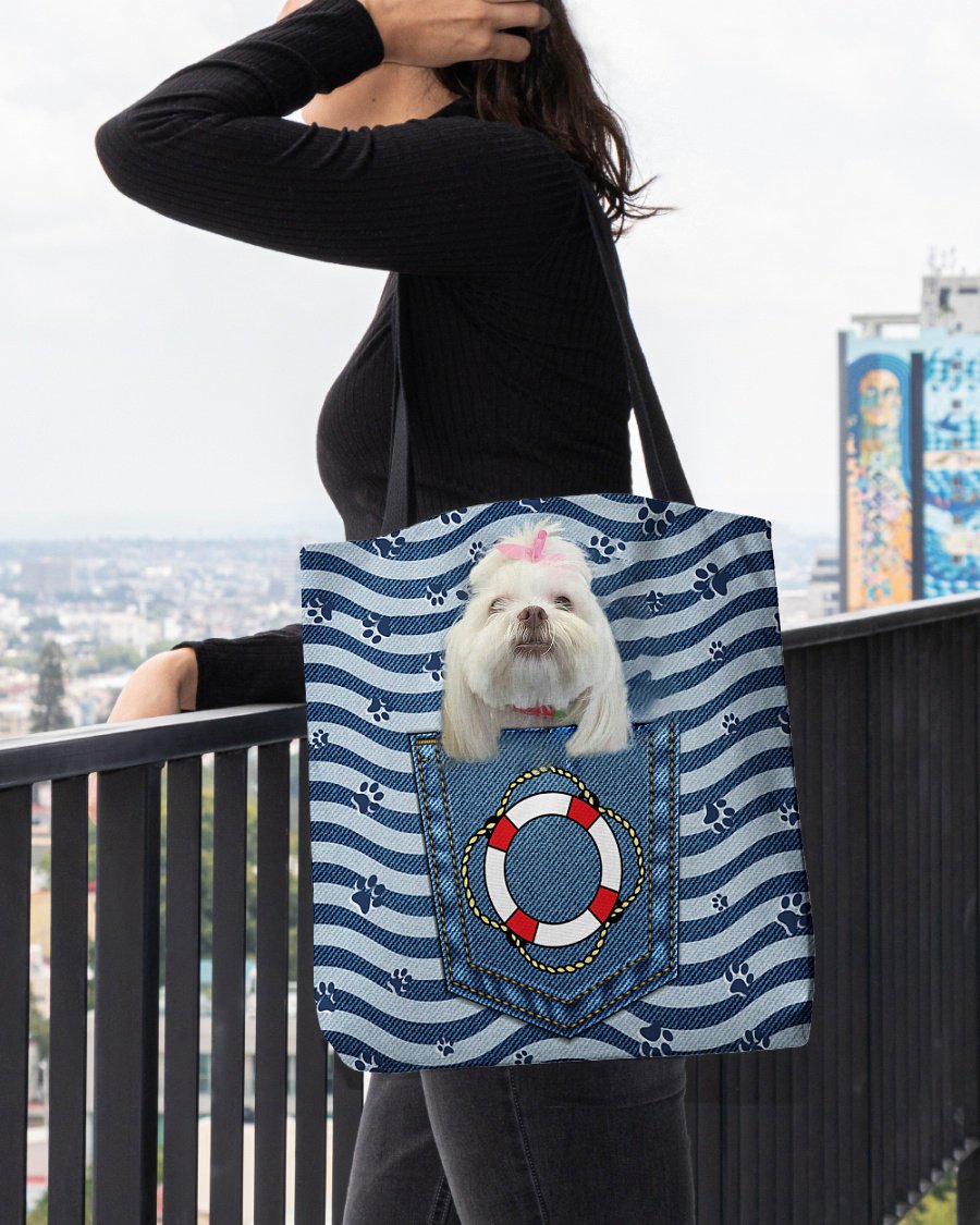 Lhasa Apso On Board-Cloth Tote Bag