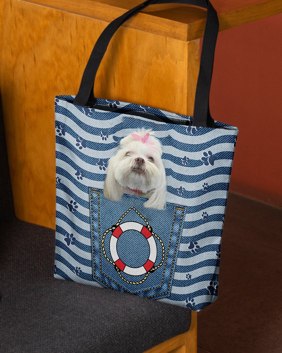 Lhasa Apso On Board-Cloth Tote Bag