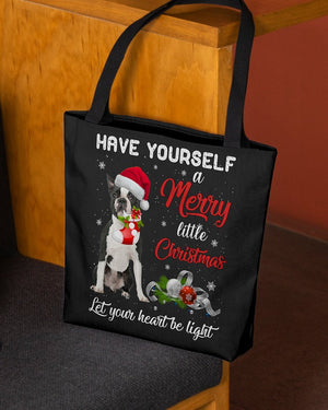 Little Christmas-BLACK Boston Terrier-Cloth Tote Bag