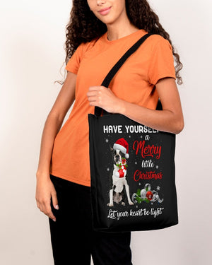 Little Christmas-BLACK Boston Terrier-Cloth Tote Bag