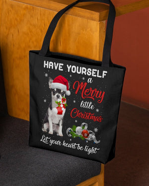 Little Christmas-BLACK Chihuahua-Cloth Tote Bag