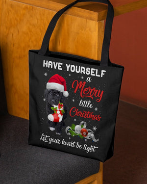 Little Christmas-BLACK Goldendoodle-Cloth Tote Bag