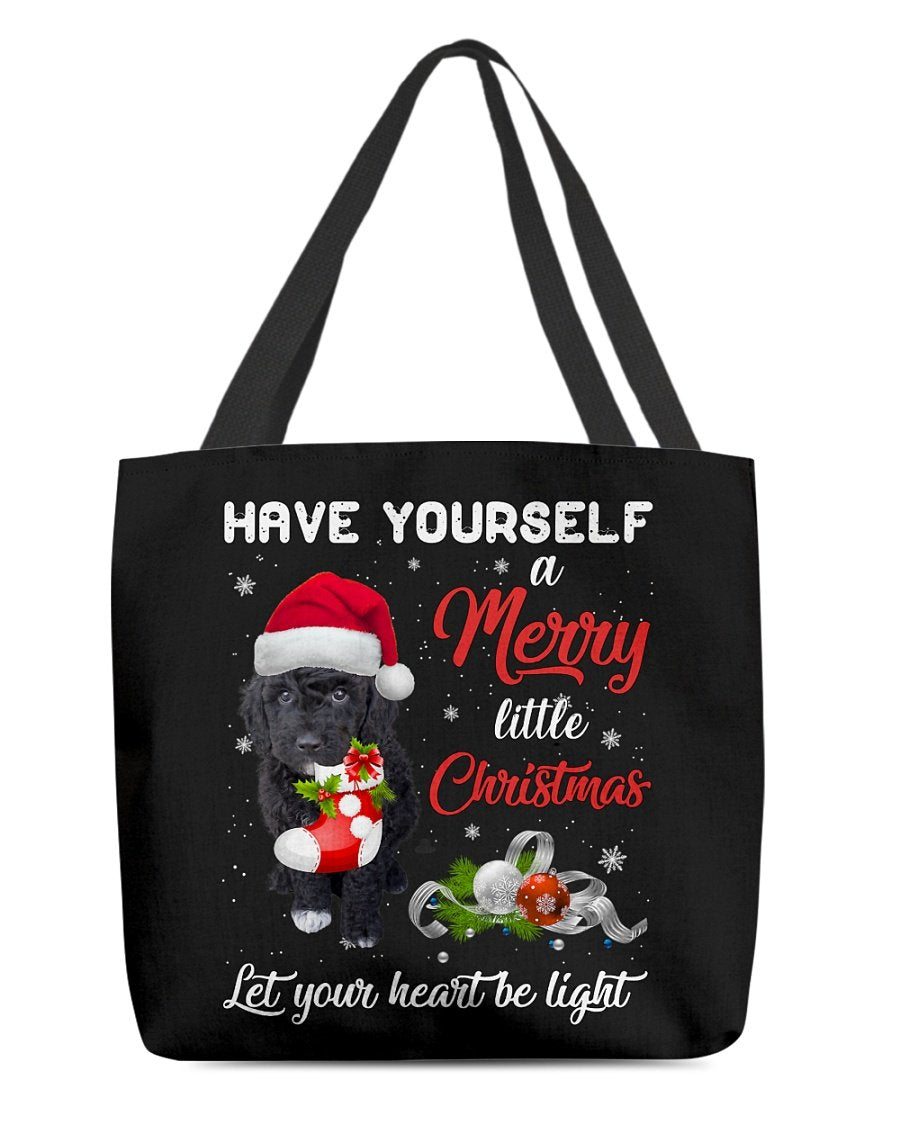 Little Christmas-BLACK Goldendoodle-Cloth Tote Bag