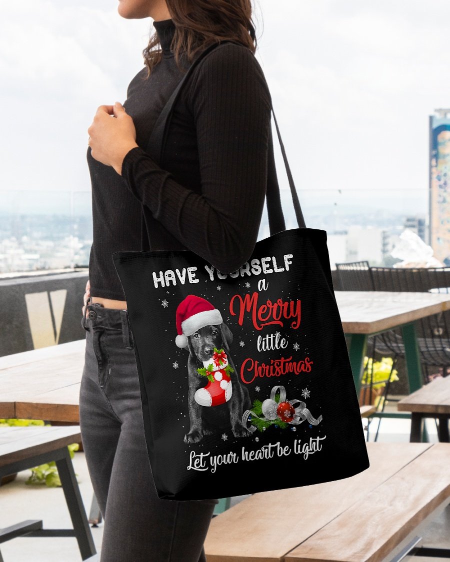 Little Christmas-BLACK Labrador Pup-Cloth Tote Bag