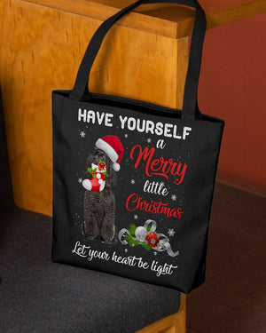 Little Christmas-BLACK Miniature Poodle-Cloth Tote Bag