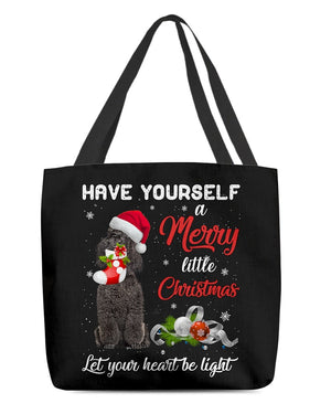 Little Christmas-BLACK Miniature Poodle-Cloth Tote Bag