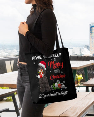 Little Christmas-BLACK Miniature Poodle-Cloth Tote Bag