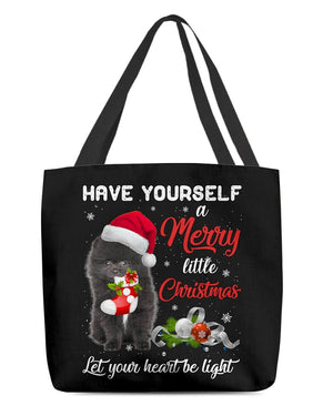 Little Christmas-BLACK Pomeranian-Cloth Tote Bag