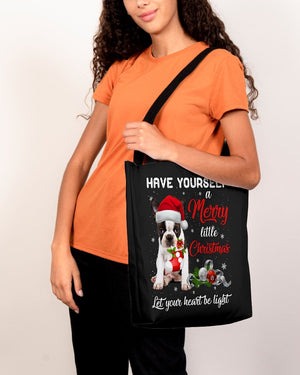 Little Christmas-BRINDLE Boston Terrier-Cloth Tote Bag