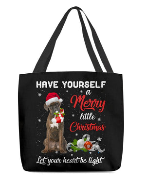 Little Christmas-BRINDLE Boxer-Cloth Tote Bag